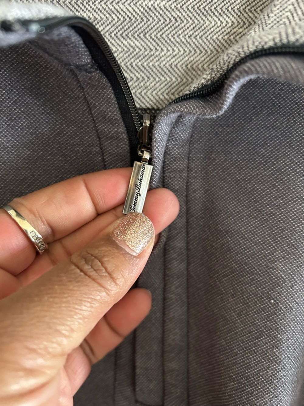 Tommy Bahama Shirt - gray reversible “Switch it up” half zip pullover - Picture 7 of 9